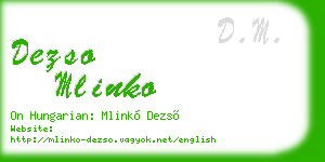 dezso mlinko business card